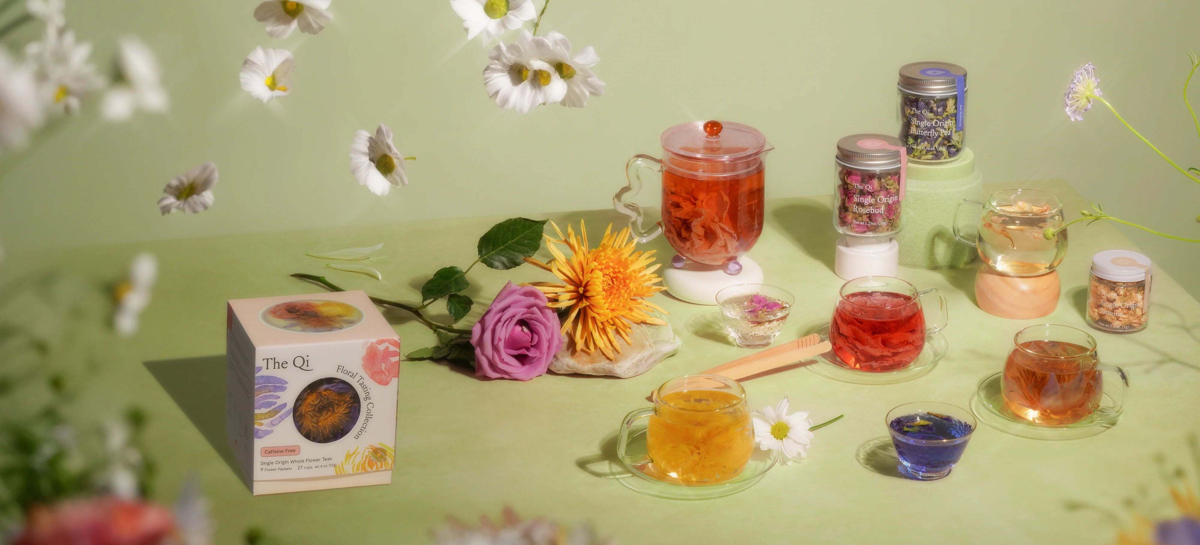 The Qi floral tea products