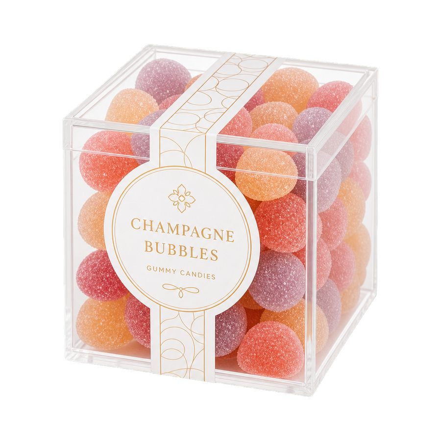 Premium champagne gummy candy cube