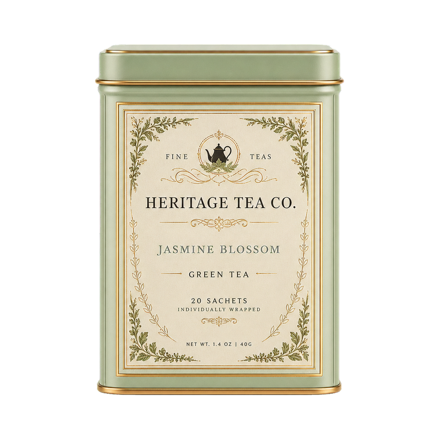 Premium jasmine green tea tin